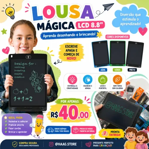 Lousa Mágica LCD 8.8 Infantil Tablet Desenho Escrita Educativo
