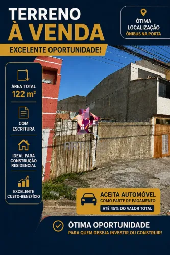 Terreno à venda em Santo André (Sítio dos Vianas)  122m² | Residencial/Comercial