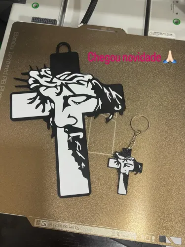 Painel Decorativo Cruz de Jesus com Chaveiro 3D