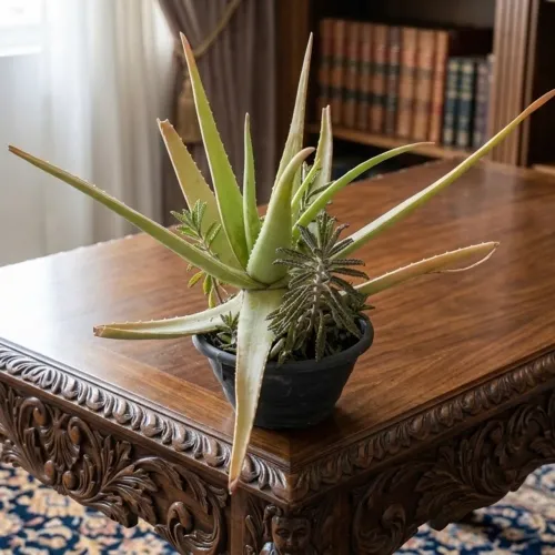 Planta babosa com mãe de milagres 