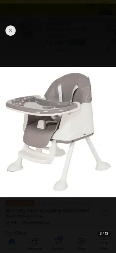 Maxi Baby Cadeira De Alimentação Portátil Bebê Honey Cinza