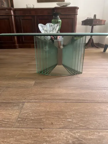 Peça rara !! mesa de centro de cristal Luigi Massoni para a Gallotti & Radice,