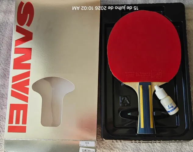 Raquete de tênis de mesa Sanwei Surge Prism Carbono + borrachas Rakza XX e Target nacional