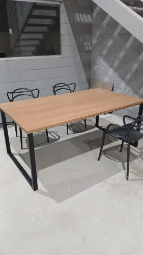Mesa industrial 160x80 cm no mdf madeirado preço só sabado