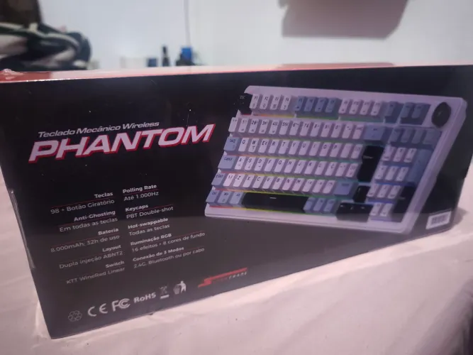 TECLADO MECÂNICO WIRELESS SUPERFRAME PHANTOM - BRANCO E PRETO