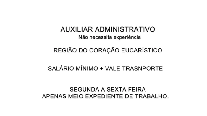 Auxiliar Administrativo - Meio Expediente