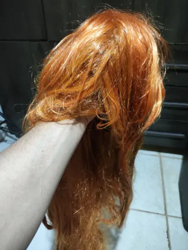 Peruca ruiva cabelos longos 
