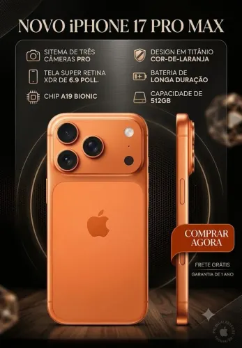O ápice da tecnologia Apple na sua mão: iPhone 17 Pro Max Laranja