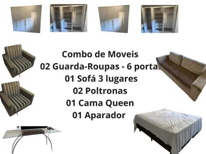 2 Guarda Roupa + 1 Sofá + 2 Poltronas + 1 Aparador + 1 Cama Queen
