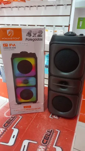 Caixa de Som Bluetooth H'Maston QS07 - 4x2 Polegadas com LED