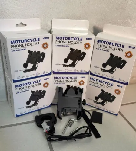 Suporte de Celular para Moto em Aluminio com Carregador