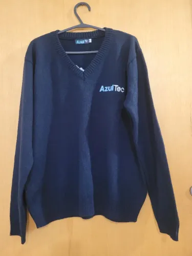 Cardigan tricô azul linhas aéreas