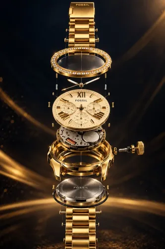 Relógio Feminino Fossil Dourado Original - Elegante com Bisel Cravejado