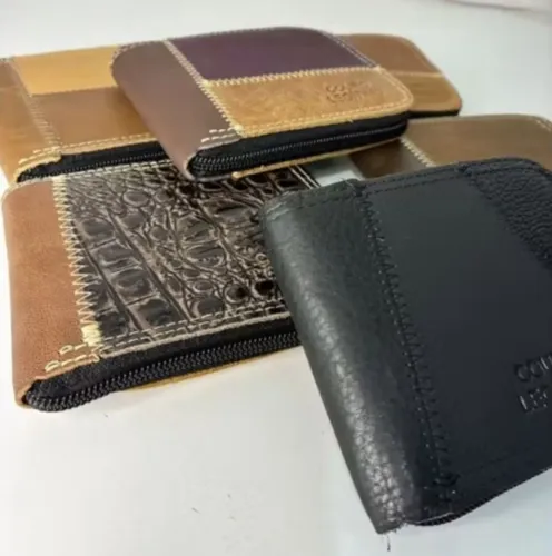 carteira mas culina de couro sintético com zíper, valor por cada!