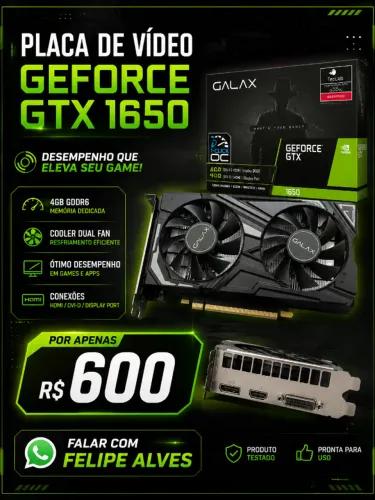 Placa de Vídeo GeForce GTX 1650