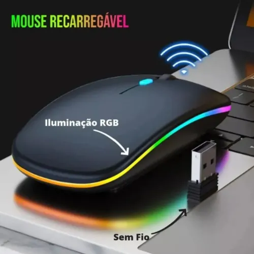 Mouse Recarregável Bluetooth Design Ergonômico Moderno
