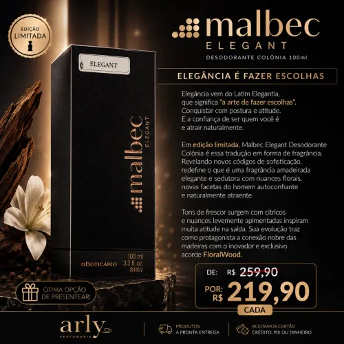 Perfume Masculino MALBEC ELEGANT 100ml ( cada )