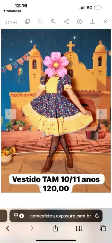 Vestido de quadrilha - festa junina - 10/11 anos
