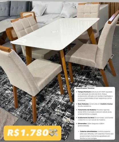 Mesa de Jantar 4/cadeiras L29