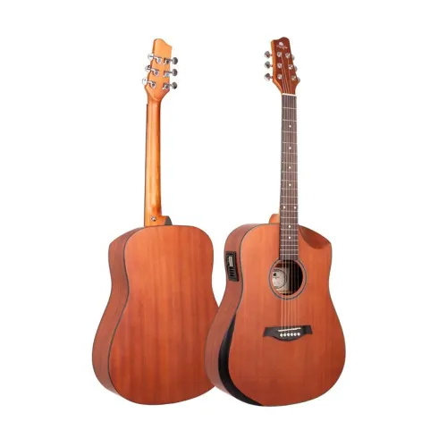 Violão Aço Eletroacústico Ativo Folk Anatômico Half Cutaway Castanho Fosco
