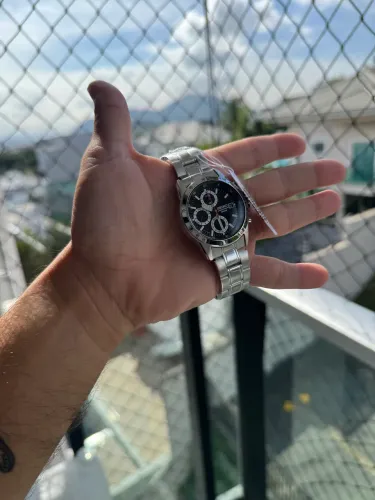 Seiko SND371PC Cronógrafo Preto e Branco - Novo