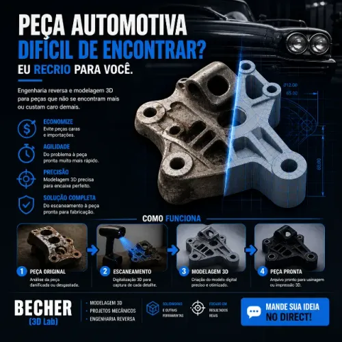 Faço Peças Automotivas Sob Medida (Modelagem 3D)
