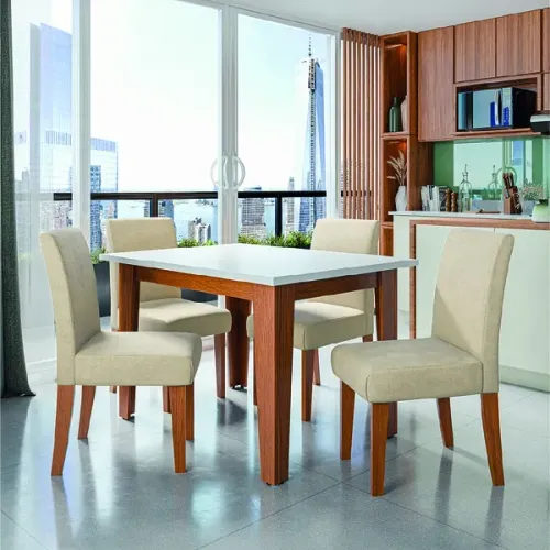 Mesa de Jantar Tok Com 4 Cadeiras Verde Tampo De 0,80 cm 