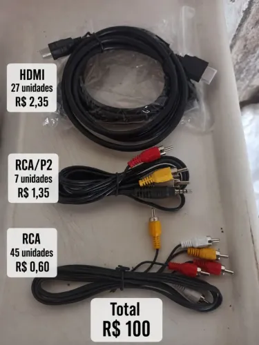 Vários Cabos HDMI, RCA/P2, RCA