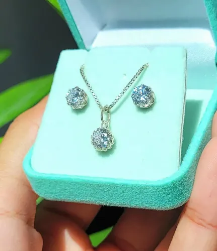 Conjunto Ponto Luz Prata 925