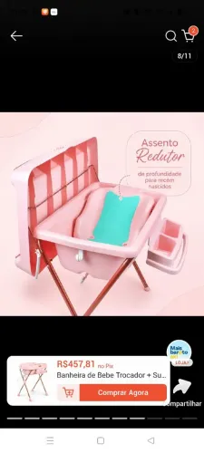 Banheira com trocador de bebê