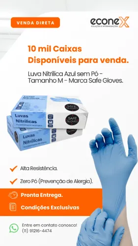 LUVAS NITRÍLICAS  AZUL SEM PÓ