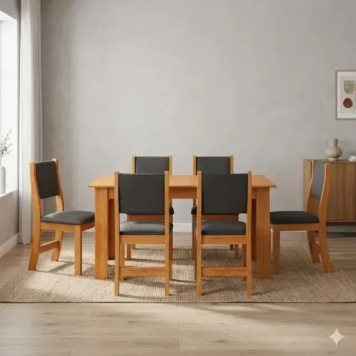 Oferta! Mesa de Jantar com Cadeiras Sol Grafite Novo!