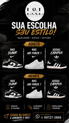 Vendas de Tênis , primeira linha