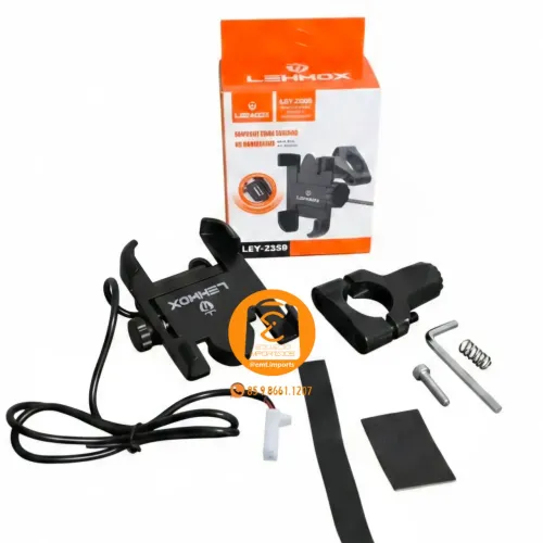 Suporte Celular Moto, Bike 360° Trava Firme Resistente com Carregador USB 
