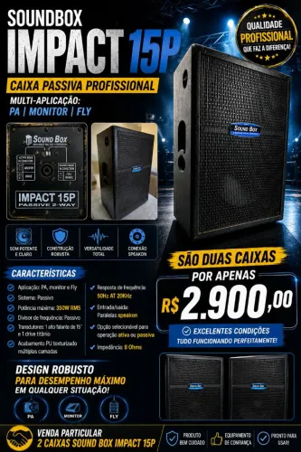 2 Caixas de Som Sound Box Impact 15P - Qualidade e Potência