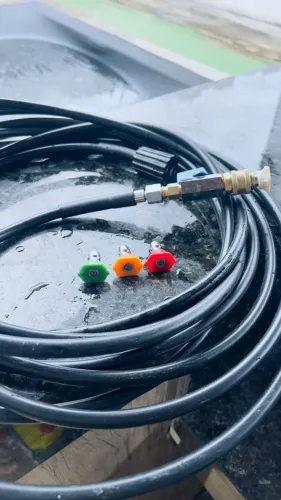 kit mangueira lavadora 10 metros + registro engate rápido + bicos
