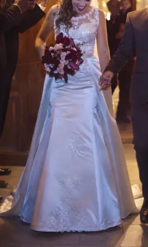 Vestido de Noiva Sereia com Cauda Removível - Off White