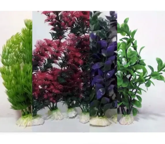 Kit 20 Plantas Ornamentais Plásticas Coloridas - p/Aquário, decoração vários tamanhos -