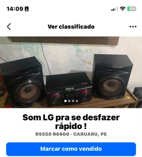 Vendo Som , Valor 550 cuida