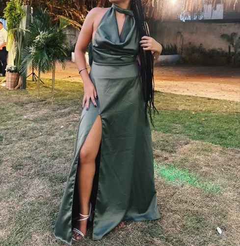 Vestido de festa - Verde musgo, usado uma vez