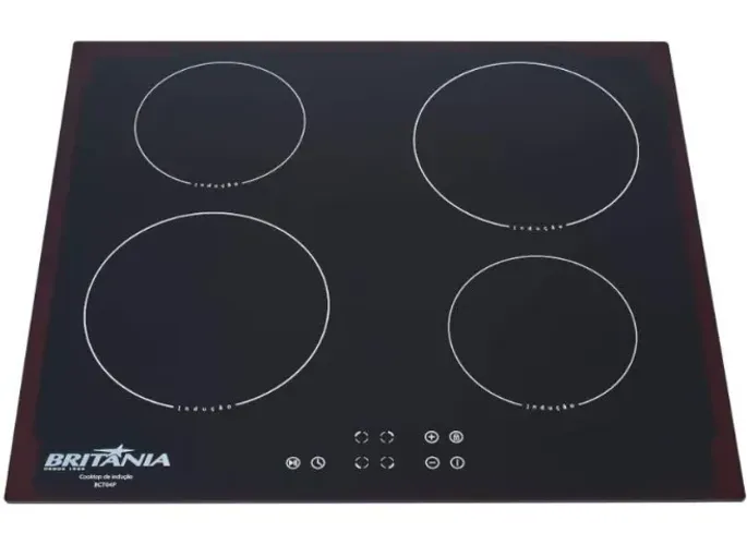 Vidro Cooktop de Indução Britânia 4 queimadores preto BCT04P