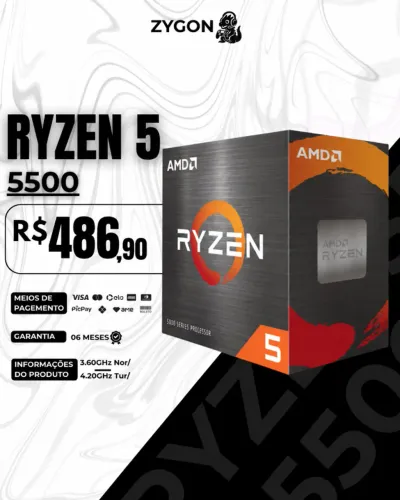 [S/ NOVO] Processador Ryzen 5 5500 + Cooler Box - Garantia 6 Meses