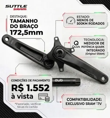 Pedivela esquerdo e direito SRAM Rival 172.5 com medidor de potência Quark