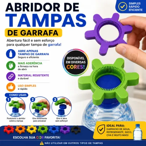 Abridor de Tampas de Garrafa Universal Ergonômico Antideslizante