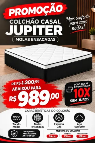 Colchão Casal Molas Ensacadas Júpiter PROMOÇÃO