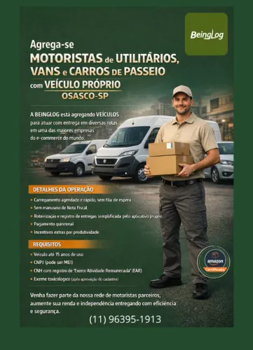 Agrega-se Veículos de Paseio, Fiorinos e Vans - Coleta em Osasco | Ganhos com Entregas