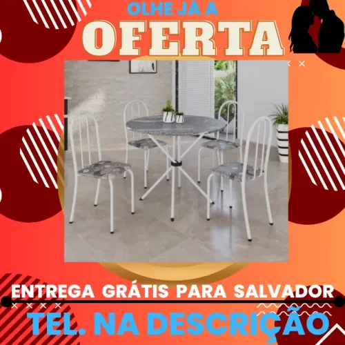 Mesa Redonda Com Cadeiras Aproveite a entrega grátis em Salvador e renove seu espaço