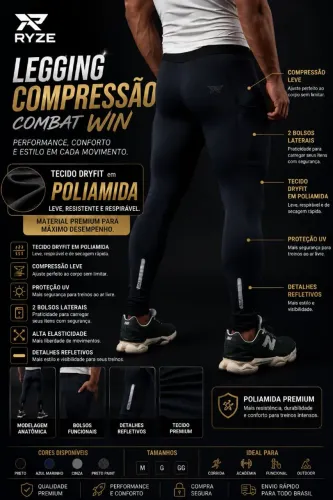 Legging Combat em Poliamida UV50+