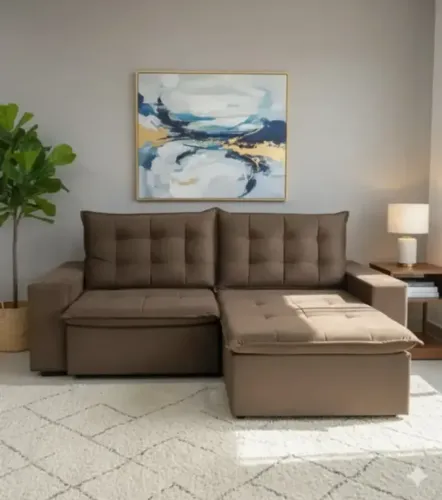 Sofá Retrátil e Reclinável Londres Marrom 2,52m | Frete Grátis