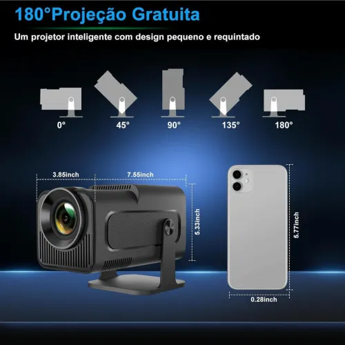 Mini Projetor 4K Portátil HY320 | Android, Full HD, Wifi e Bluetooth